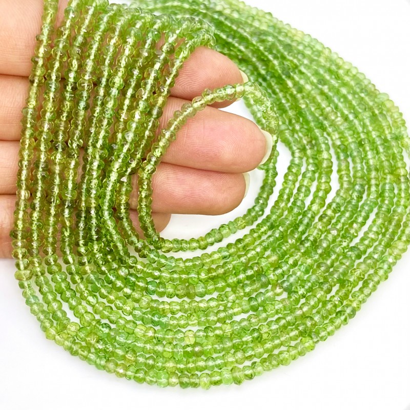 Green Apatite 3-3.5mm Faceted Rondelle Shape AA Grade Gemstone Beads Strand - Total 1 Strand of 13 Inch.