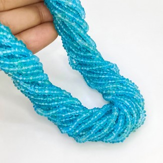 Sea Green Apatite 3-3.5mm Faceted Rondelle Shape AA Grade 13 Inch Long Gemstone Beads Strand
