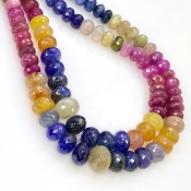Multi Sapphire 7.5-11.5mm Faceted Rondelle Shape A+ Grade Gemstone Beads Strand - Total 1 Strand of 18 Inch.