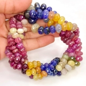 Multi Sapphire 7.5-11.5mm Faceted Rondelle Shape A+ Grade Gemstone Beads Strand - Total 1 Strand of 18 Inch.