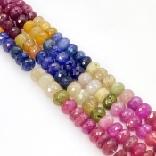 Multi Sapphire 7.5-11.5mm Faceted Rondelle Shape A+ Grade Gemstone Beads Strand - Total 1 Strand of 18 Inch.