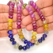 Multi Sapphire 7.5-11.5mm Faceted Rondelle Shape A+ Grade Gemstone Beads Strand - Total 1 Strand of 18 Inch.