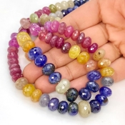 Multi Sapphire 7.5-11.5mm Faceted Rondelle Shape A+ Grade Gemstone Beads Strand - Total 1 Strand of 18 Inch.