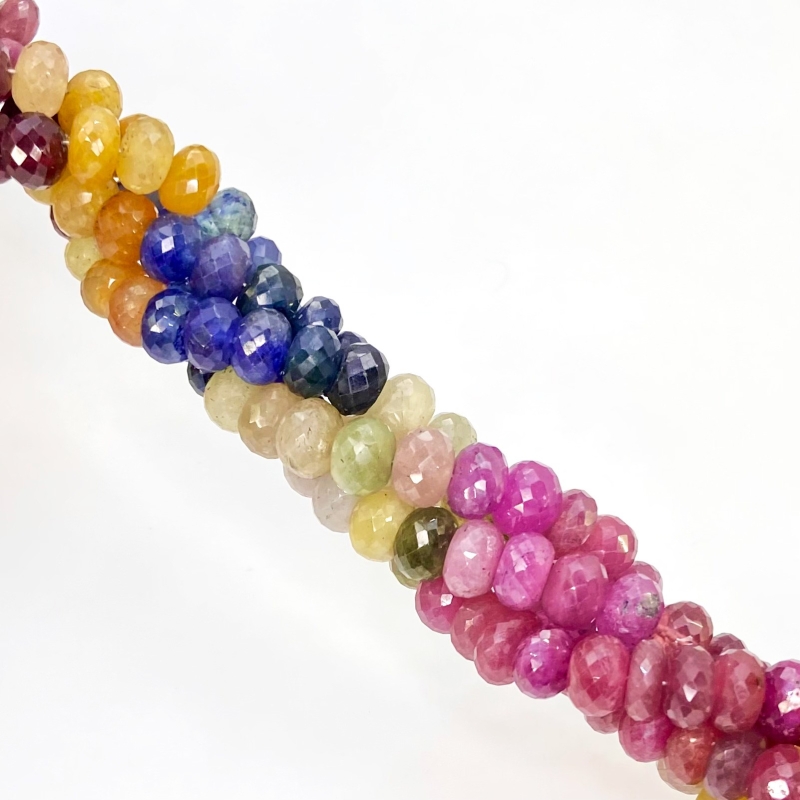 Multi Sapphire 7.5-11.5mm Faceted Rondelle Shape A+ Grade Gemstone Beads Strand - Total 1 Strand of 18 Inch.