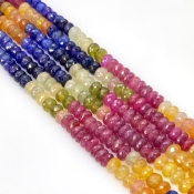 Multi Sapphire 6.5-7mm Faceted Rondelle Shape A+ Grade Gemstone Beads Strand - Total 1 Strand of 19 Inch.