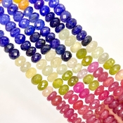 Multi Sapphire 6.5-7mm Faceted Rondelle Shape A+ Grade Gemstone Beads Strand - Total 1 Strand of 19 Inch.