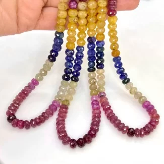 Multi Sapphire 6-7.5mm Faceted Rondelle Shape A+ Grade Gemstone Beads Strand - Total 1 Strand of 18 Inch.