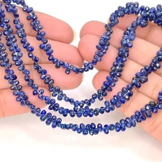 Blue Sapphire 2.5-5mm Briolette Drop Shape AA Grade Gemstone Beads Strand - Total 1 Strand of 16 Inch.