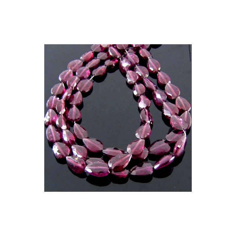 Rhodolite Garnet Briolette Pear Shape A Grade Gemstone Beads Strand - 8-9mm - 8 Inch - 1 Strand