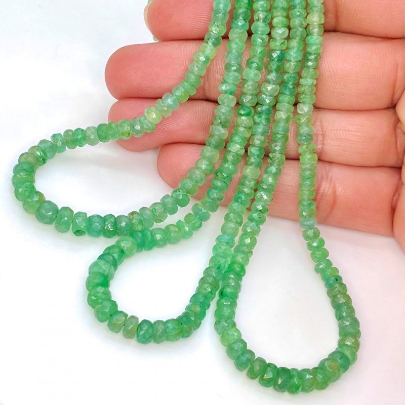 Emerald 3-5.5mm Faceted Rondelle Shape A Grade Gemstone Beads Lot - Total 3 Strands of 17 Inch.