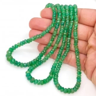Emerald 3-6mm Faceted Rondelle Shape A Grade Gemstone Beads Lot - Total 3 Strands of 19 Inch.