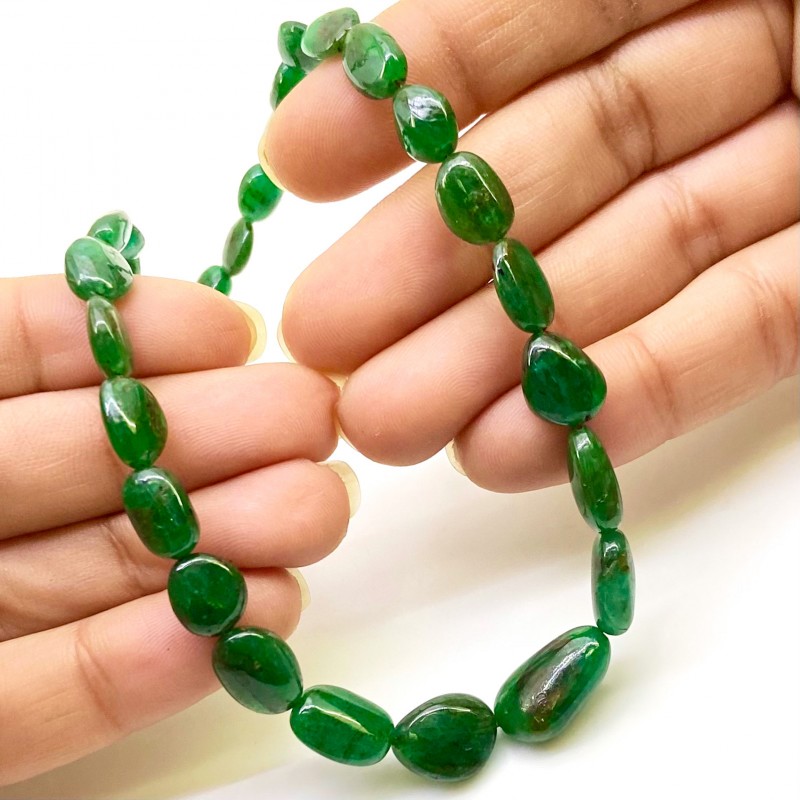 Emerald 6.5-15.5mm Smooth Nugget Shape A+ Grade Gemstone Beads Strand - Total 1 Strand of 15 Inch.