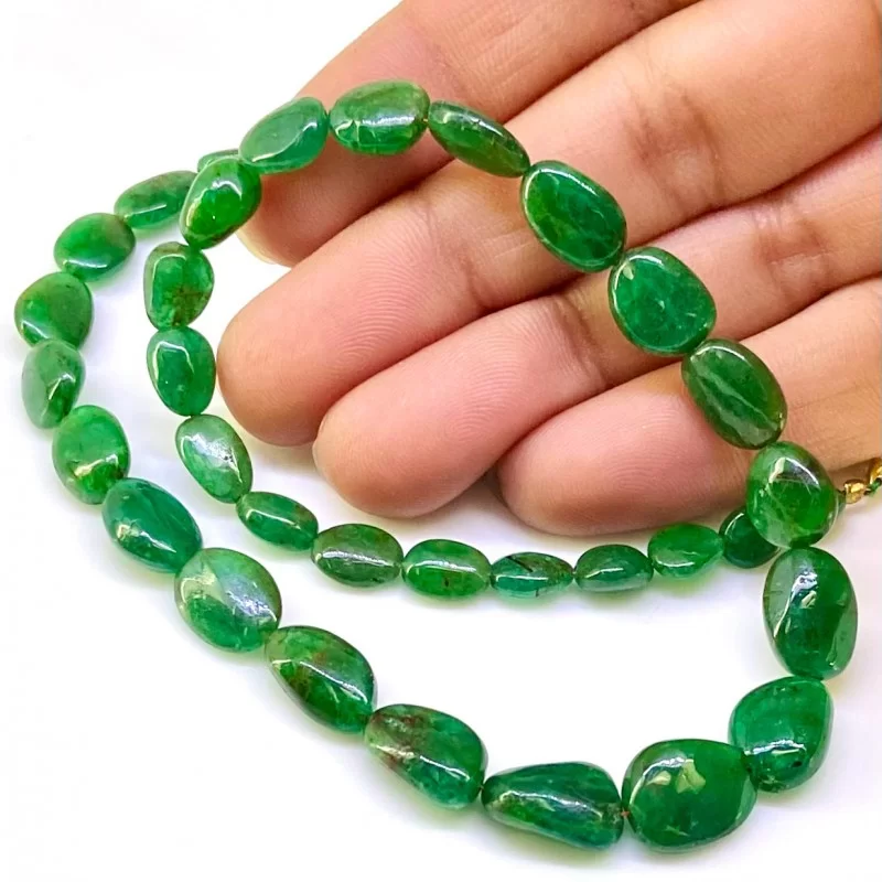 Emerald 6-12mm Smooth Nugget Shape A+ Grade Gemstone Beads Strand - Total 1 Strand of 15 Inch.