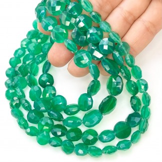 Natural Green Chalcedony 7-12mm Faceted Round Shape AAA Grade 23 Inch Long Gemstone Beads Strand