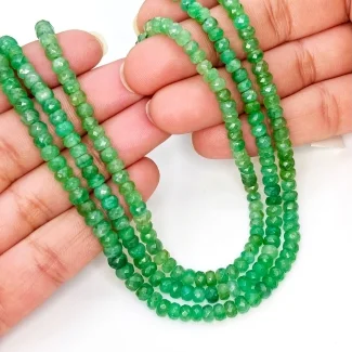 Emerald 4-6mm Faceted Rondelle Shape A Grade Gemstone Beads Lot - Total 3 Strands of 13 Inch.