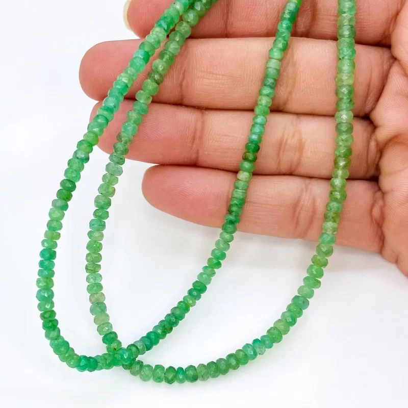 Emerald 3-4mm Faceted Rondelle Shape A Grade Gemstone Beads Lot - Total 2 Strands of 15 Inch.