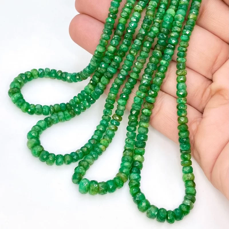 Emerald 3-5.5mm Faceted Rondelle Shape A Grade Gemstone Beads Lot - Total 4 Strands of 16 Inch.