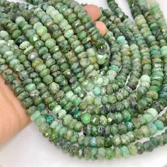 Emerald 7.5-8.5mm Faceted Rondelle Shape A Grade 13 Inch Long Gemstone Beads Strand