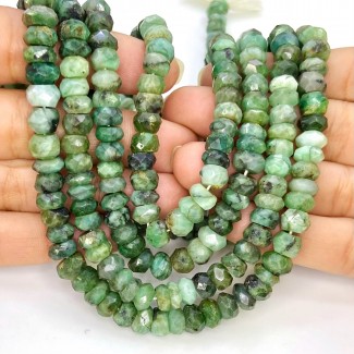Emerald 7-8mm Faceted Rondelle Shape A Grade 13 Inch Long Gemstone Beads Strand