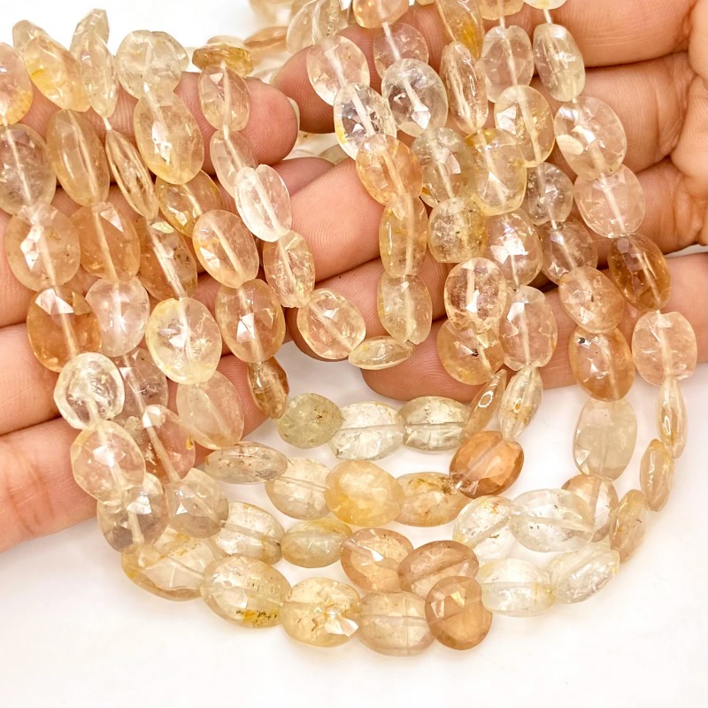 Champagne Topaz 10-14mm Faceted Oval Shape AA Grade 15 Inch Long Gemstone Beads Strand