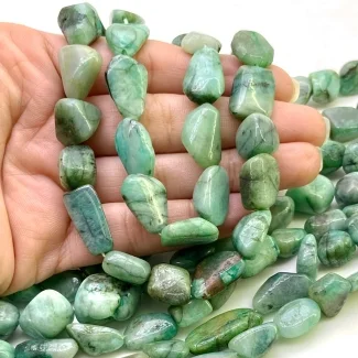 Emerald 10-20mm Smooth Nugget Shape A Grade Gemstone Beads Lot - Total 7 Strands of 14 Inch.