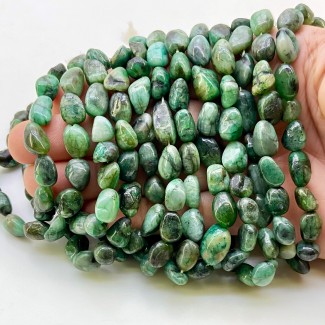 Emerald 8-12mm Smooth Nugget Shape A Grade 13 Inch Long Gemstone Beads Strand