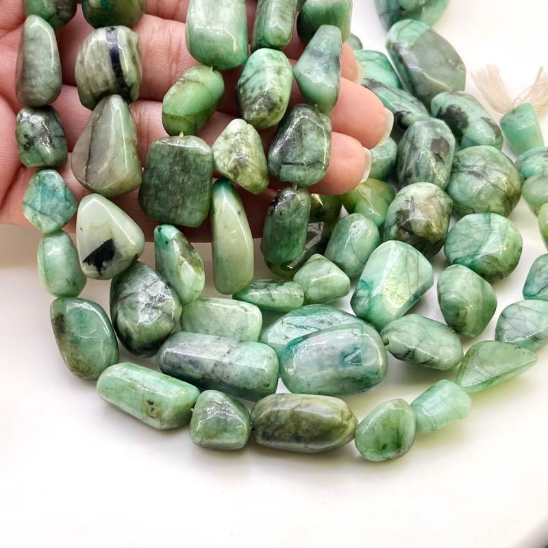 Emerald 9.5-25mm Smooth Nugget Shape A Grade Gemstone Beads Lot - Total 5 Strands of 14 Inch.