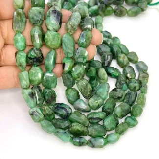 Emerald 10-15mm Faceted Nugget Shape A Grade Gemstone Beads Strand - Total 1 Strand of 17 Inch.