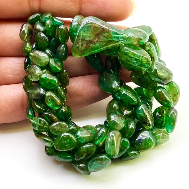 Emerald 6.5-20mm Smooth Nugget Shape B+ Grade Gemstone Beads Strand - Total 1 Strand of 13 Inch.