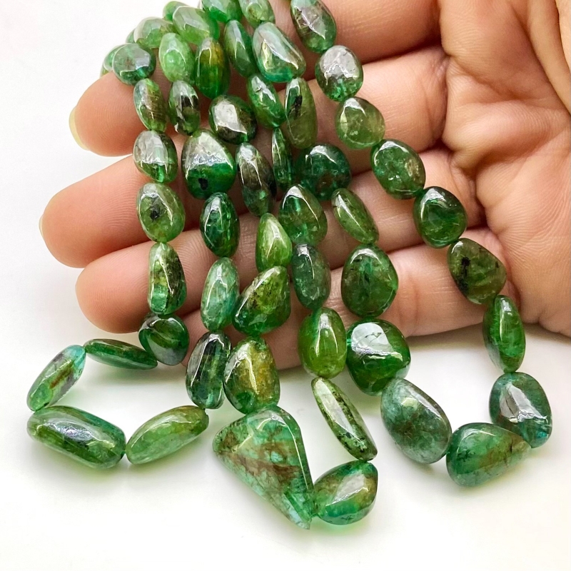 Emerald 6.5-20mm Smooth Nugget Shape B+ Grade Gemstone Beads Strand - Total 1 Strand of 13 Inch.