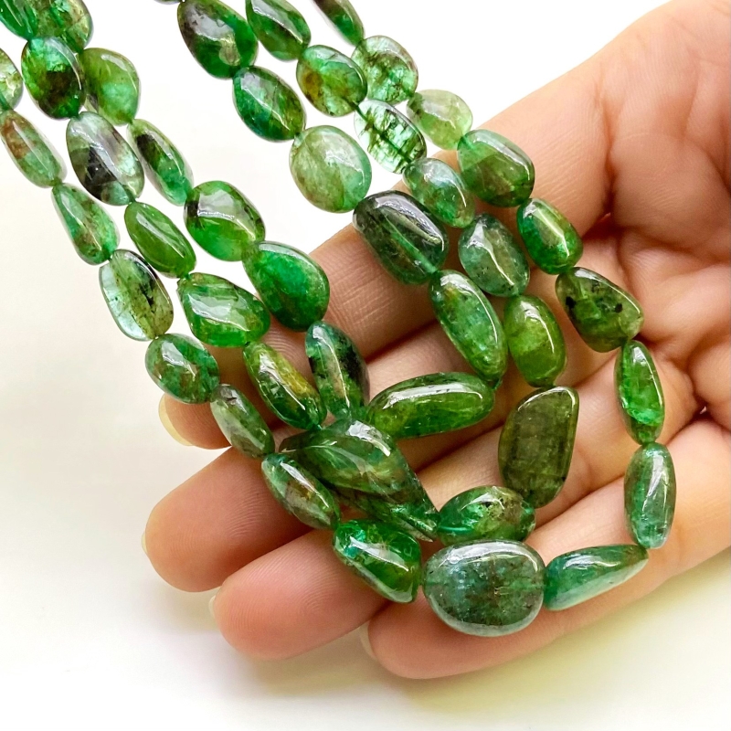 Emerald 6.5-20mm Smooth Nugget Shape B+ Grade Gemstone Beads Strand - Total 1 Strand of 13 Inch.