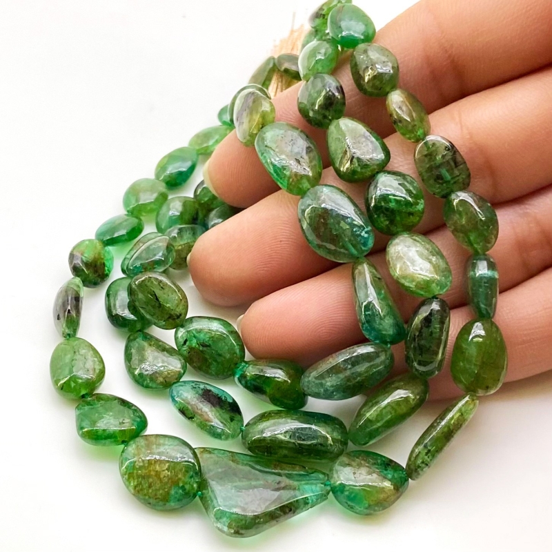 Emerald 6.5-20mm Smooth Nugget Shape B+ Grade Gemstone Beads Strand - Total 1 Strand of 13 Inch.