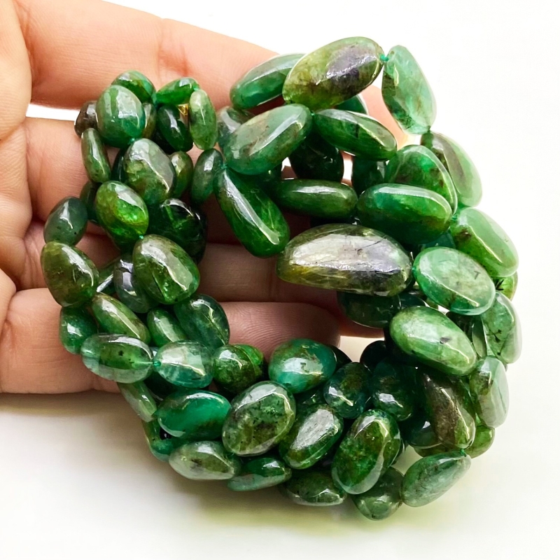 Emerald 8-20mm Smooth Nugget Shape B+ Grade Gemstone Beads Strand - Total 1 Strand of 15 Inch.