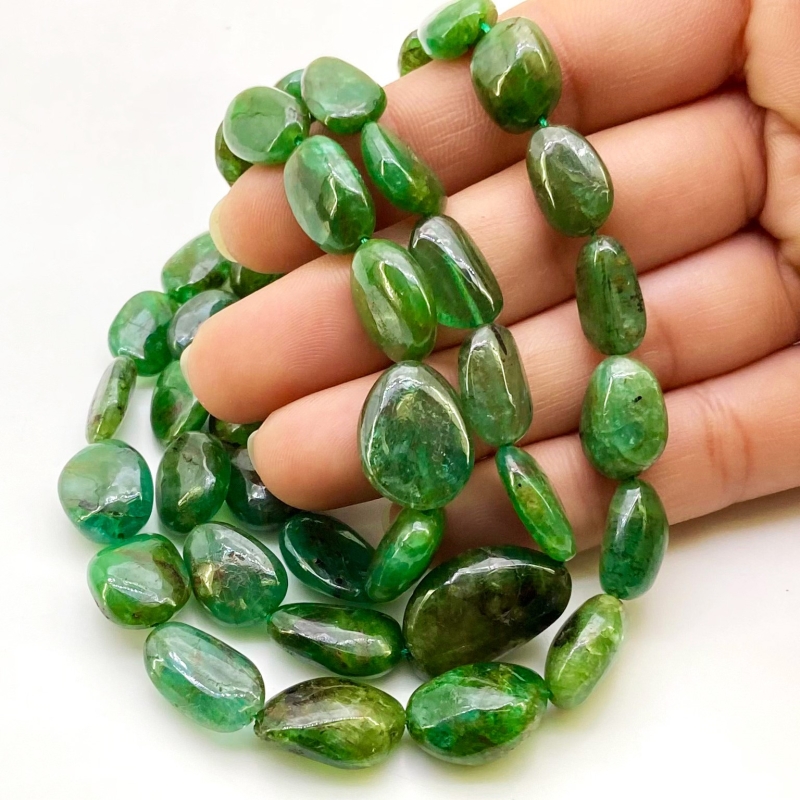Emerald 8-20mm Smooth Nugget Shape B+ Grade Gemstone Beads Strand - Total 1 Strand of 15 Inch.