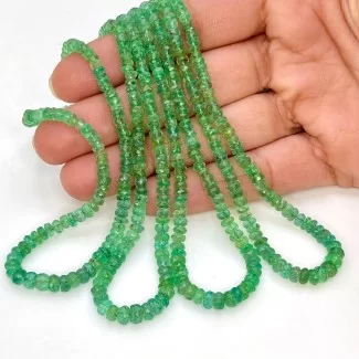 Emerald 3-5mm Faceted Rondelle Shape AA Grade Gemstone Beads Lot - Total 4 Strands of 16 Inch.