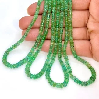 Emerald 3-5mm Faceted Rondelle Shape AA Grade Gemstone Beads Lot - Total 4 Strands of 16 Inch.