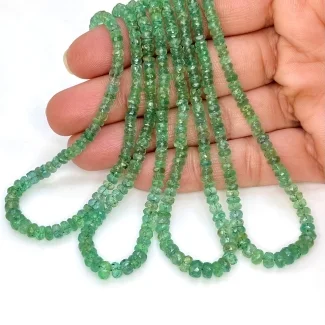 Emerald 2.5-5mm Faceted Rondelle Shape AA Grade Gemstone Beads Lot - Total 4 Strands of 16 Inch.