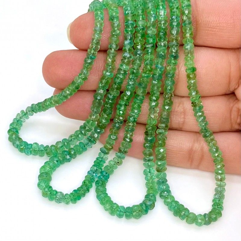 Emerald 3-5mm Faceted Rondelle Shape AA Grade Gemstone Beads Lot - Total 4 Strands of 16 Inch.