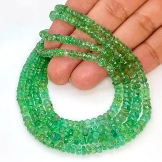 Emerald 3-5mm Faceted Rondelle Shape AA Grade Gemstone Beads Lot - Total 4 Strands of 16 Inch.