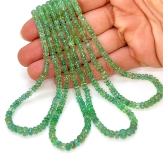 Emerald 3-5mm Faceted Rondelle Shape AA Grade Gemstone Beads Lot - Total 4 Strands of 16 Inch.