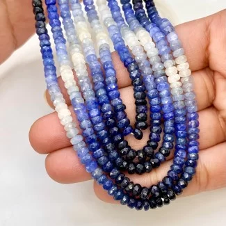 Blue Sapphire 4-4.5mm Faceted Rondelle Shape A Grade Gemstone Beads Strand - Total 1 Strand of 16 Inch.
