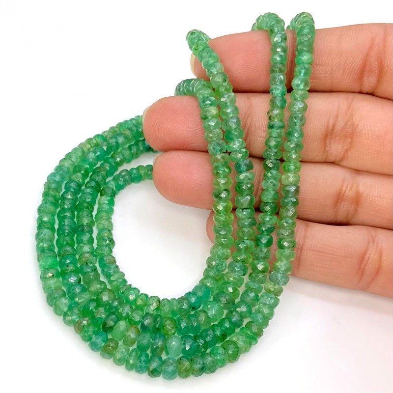 Emerald 3-5mm Faceted Rondelle Shape A+ Grade Gemstone Beads Lot - Total 4 Strands of 20 Inch.