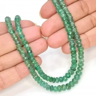 Emerald 3-5.5mm Faceted Rondelle Shape A Grade Gemstone Beads Lot - Total 2 Strands of 20 Inch.