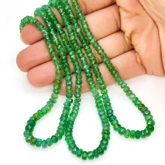 Emerald 2.5-5mm Faceted Rondelle Shape A+ Grade Gemstone Beads Lot - Total 3 Strands of 18 Inch.