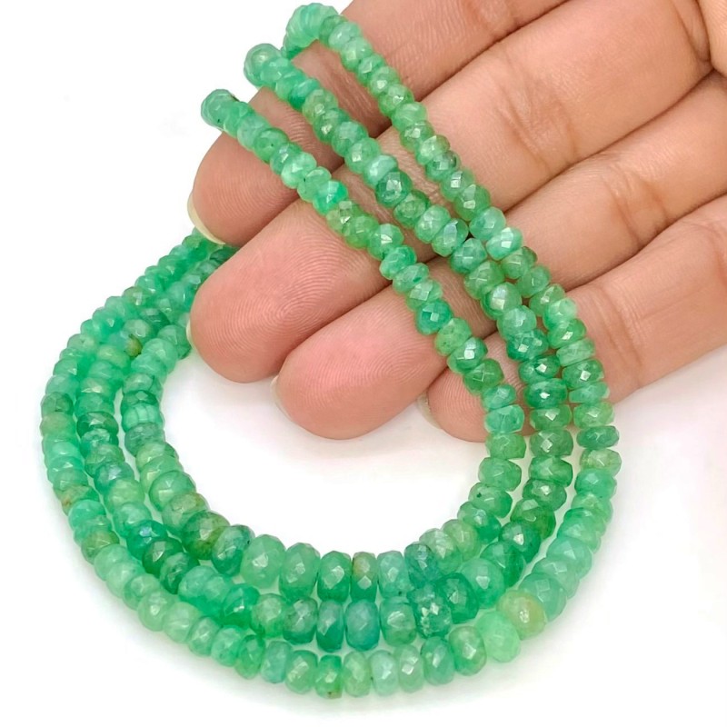 Emerald 3.5-6mm Faceted Rondelle Shape A+ Grade Gemstone Beads Lot - Total 3 Strands of 16 Inch.