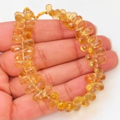 Canary Quartz 7-10.5mm Briolette Drop Shape AAA Grade Gemstone Beads Strand - Total 1 Strand of 6 Inch.