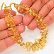 Canary Quartz 7-10.5mm Briolette Drop Shape AAA Grade Gemstone Beads Strand - Total 1 Strand of 6 Inch.