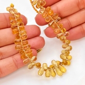Canary Quartz 7-10.5mm Briolette Drop Shape AAA Grade Gemstone Beads Strand - Total 1 Strand of 6 Inch.