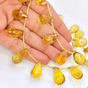 Canary Quartz 14-21mm Briolette Drop Shape AAA Grade Multi Strand Beads Layout - Total 2 Strands of 7-9 Inch