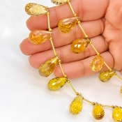 Canary Quartz 14-21mm Briolette Drop Shape AAA Grade Multi Strand Beads Layout - Total 2 Strands of 7-9 Inch